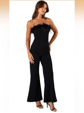 Petal & Pup Women's Louise Feather Trim Jumpsuit Size Medium
